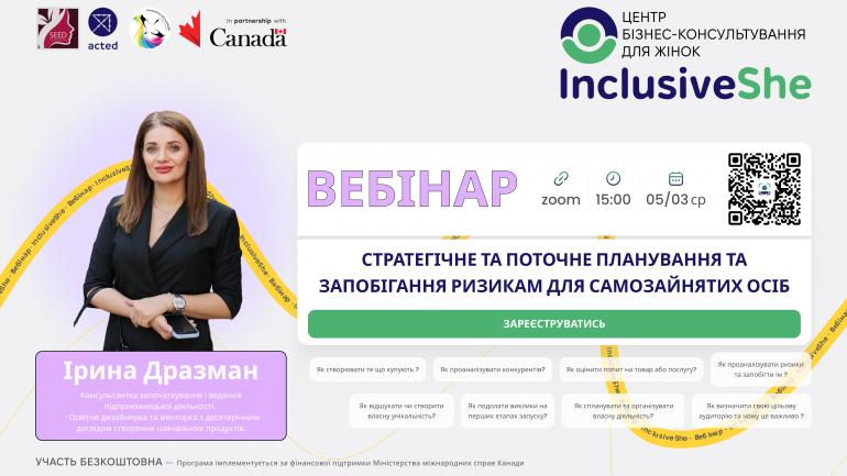Вебінар: Стратегічне та поточне планування та запобігання ризикам для самозайнятих осіб.