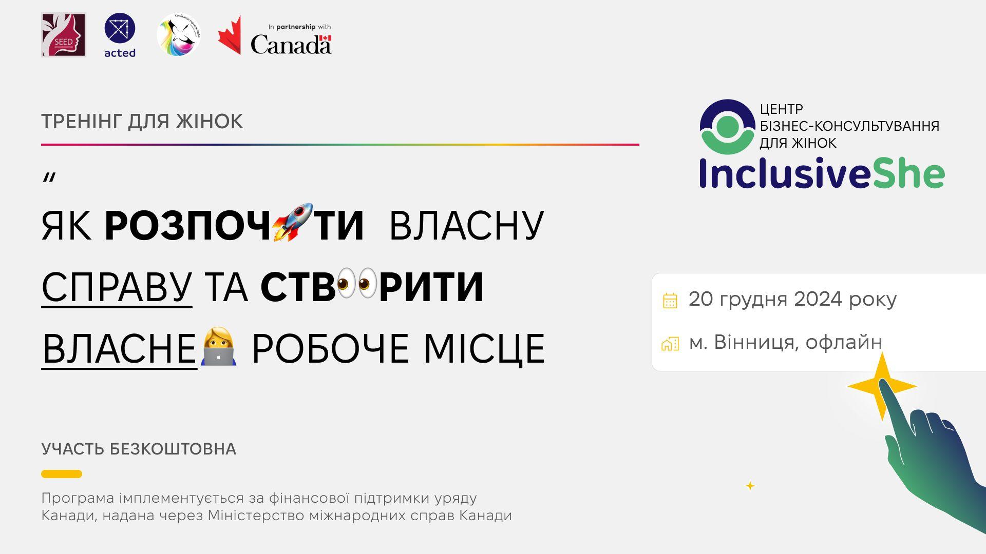 Реєстрація учасниць тренінгу  "Як розпочати власну справу та створити власне робоче місце"